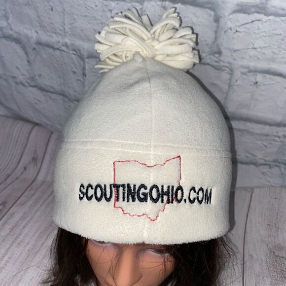 Old navy scouting Ohio logo fleece beanie w/ball white one size - Picture 2 of 5